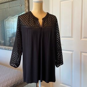 SweetGREY Attractive Black Blouse, Lovely and Uniquely Detailed Upper Bodice!